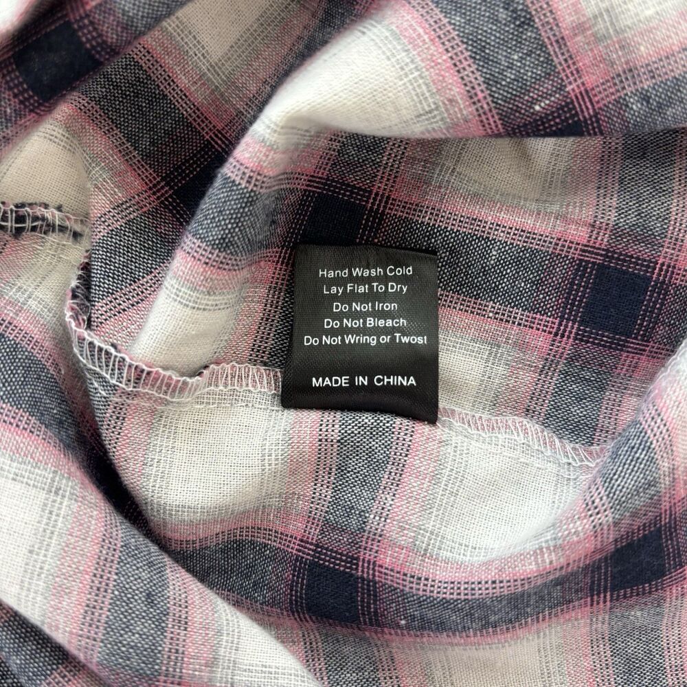 POL Womens Western Pink Plaid Button Down Tunic Size L Rodeo Festival Star Studs - Picture 10 of 13